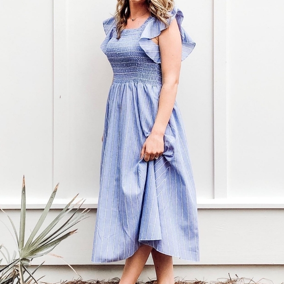 🆕️ Striped Elegant Sleeve Linen Midi - Picture 6 of 6